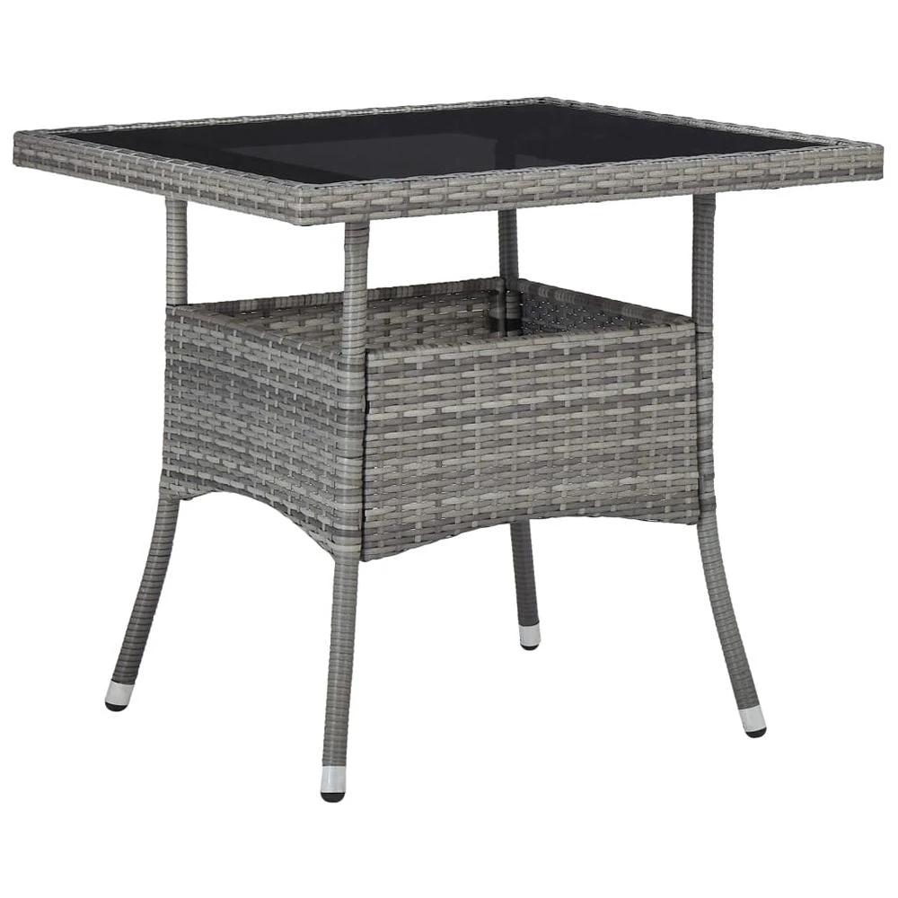 vidaXL vOutdoor Dining Table Black Poly Rattan and Glass - Uncategorized Garden Table
