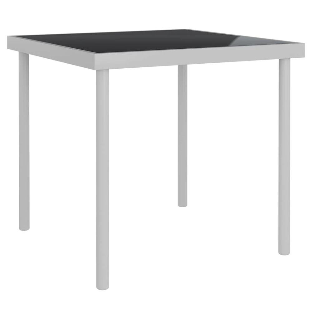 vidaXL Outdoor Dining Table vidaXL Light Grey 80x80x72 cm Glass and Steel - Uncategorized Garden Table