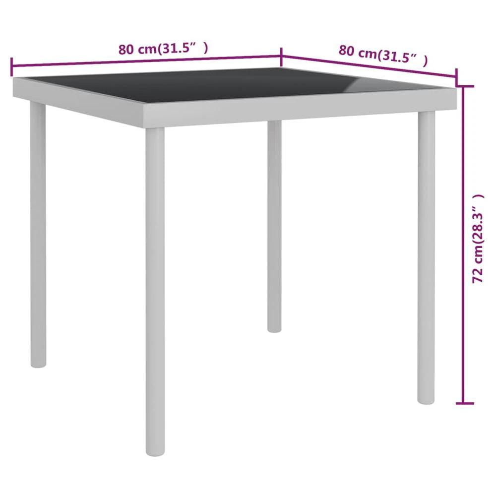 vidaXL Outdoor Dining Table vidaXL Light Grey 80x80x72 cm Glass and Steel - Uncategorized Garden Table