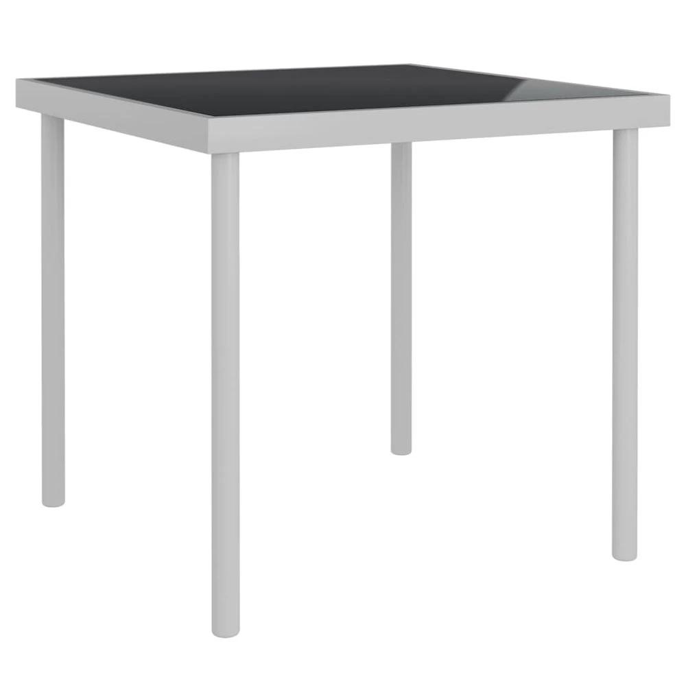 vidaXL Outdoor Dining Table vidaXL Light Grey 80x80x72 cm Glass and Steel - Uncategorized Garden Table