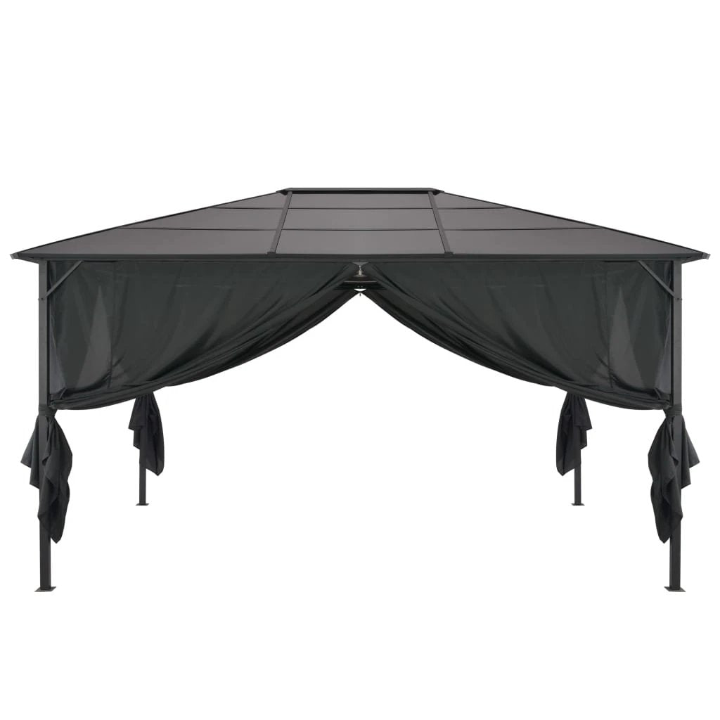 vidaXL Gazebo with Curtain Aluminium 3x3 m Black - Gazebos