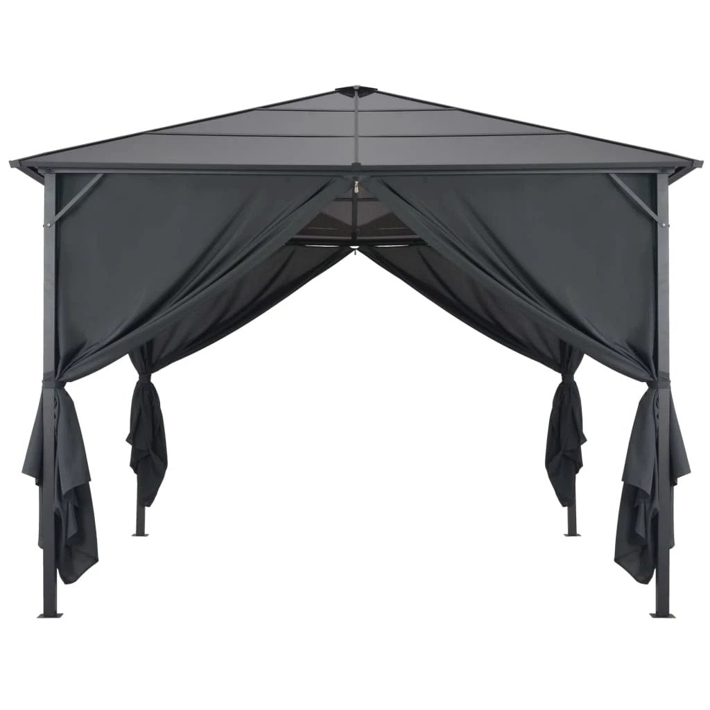 vidaXL Gazebo with Curtain Aluminium 3x3 m Black - Gazebos