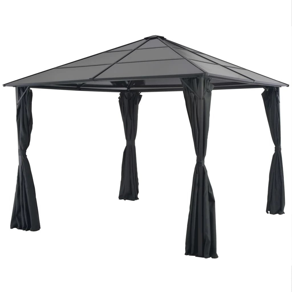 vidaXL Gazebo with Curtain Aluminium 3x3 m Black - Gazebos