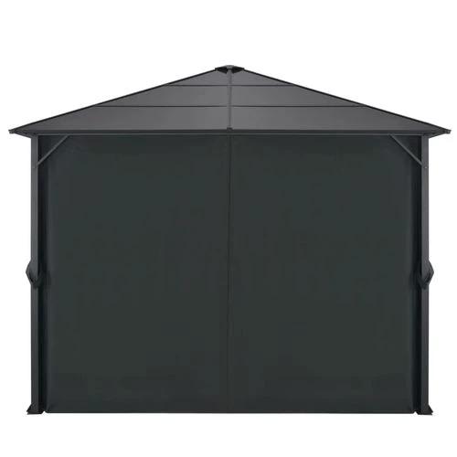 vidaXL Gazebo with Curtain Aluminium 3x3 m Black - Gazebos