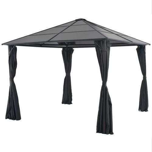 vidaXL Gazebo with Curtain Aluminium 3x3 m Black - Gazebos