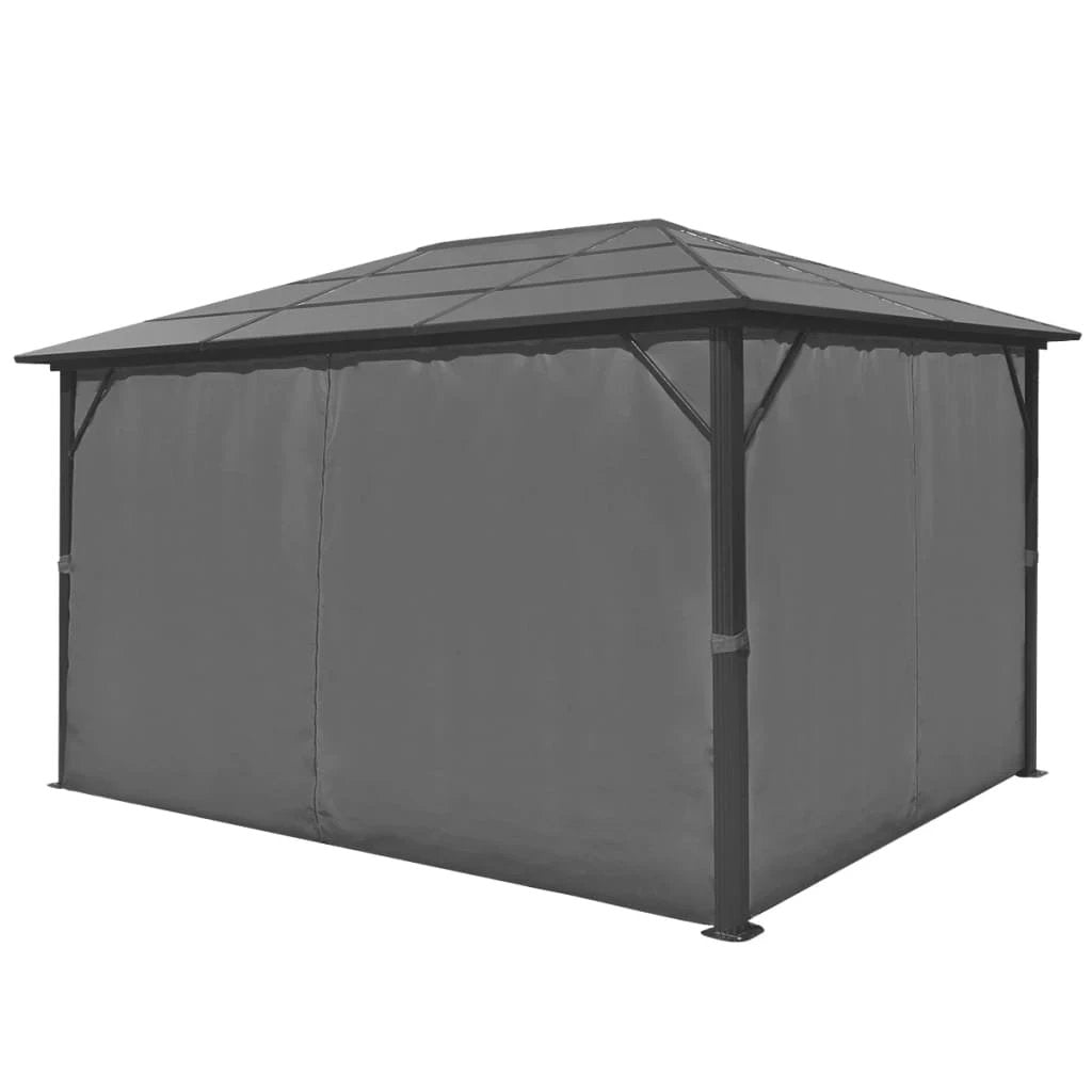 vidaXL Gazebo with Curtain Anthracite Aluminium 300x300 cm - Gazebos