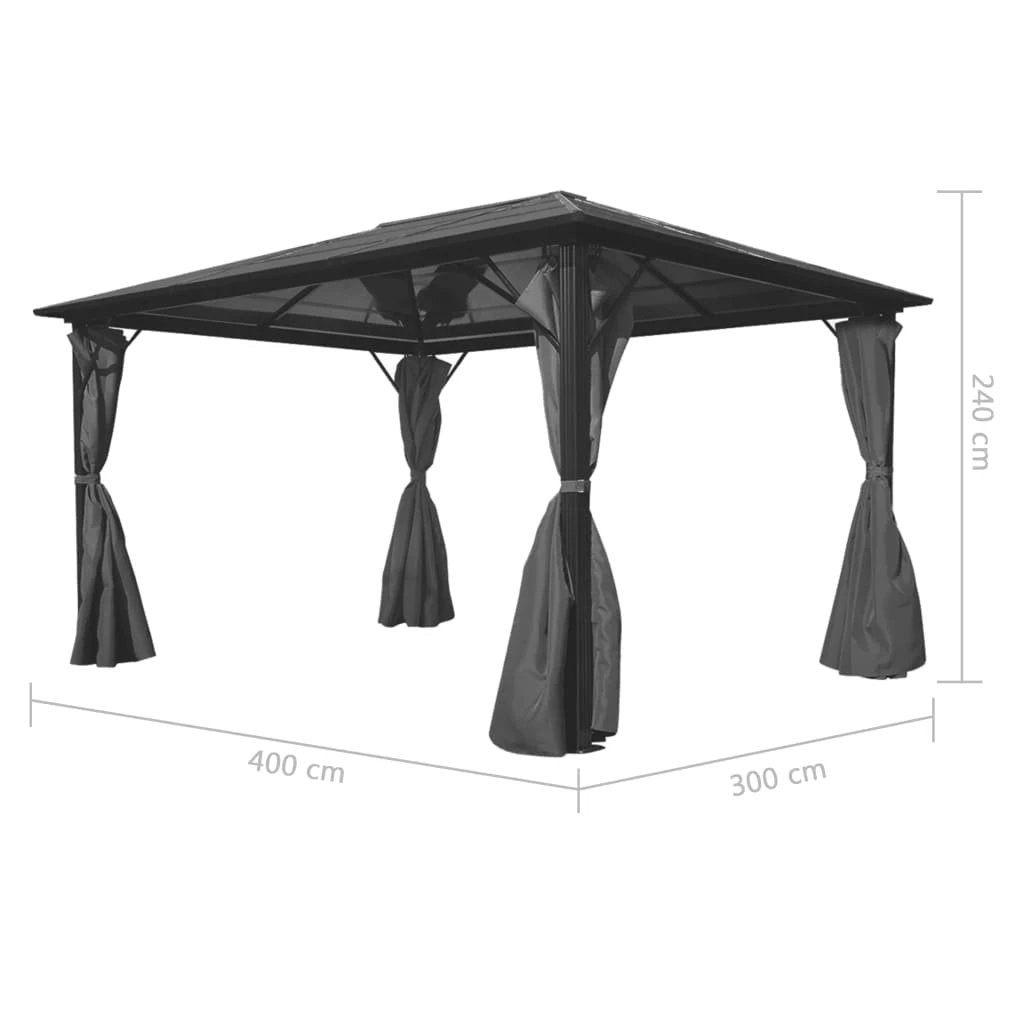 vidaXL Gazebo with Curtain Anthracite Aluminium 300x300 cm - Gazebos