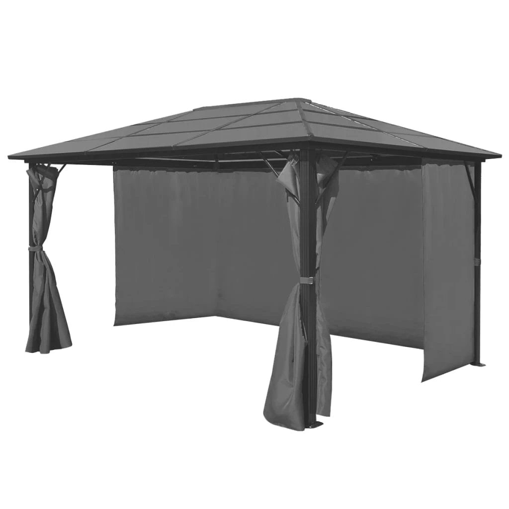 vidaXL Gazebo with Curtain Anthracite Aluminium 300x300 cm - Gazebos