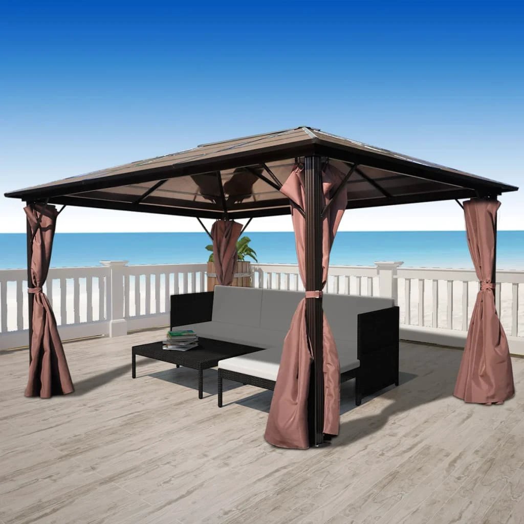 vidaXL Gazebo with Curtain Anthracite Aluminium 300x300 cm by vidaXL