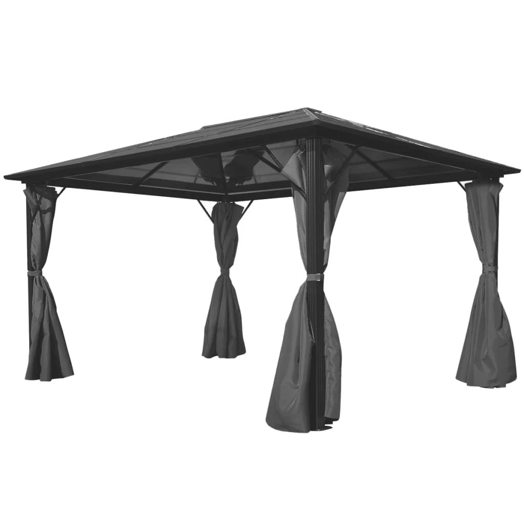 vidaXL Gazebo with Curtain Anthracite Aluminium 300x300 cm - Gazebos
