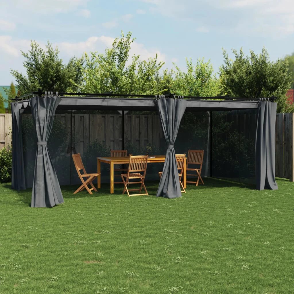 vidaXL Gazebo with Curtains Cream 3x3 m Steel by vidaXL