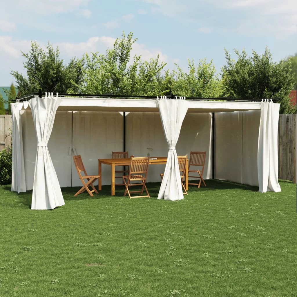 vidaXL Gazebo with Curtains Cream 3x3 m Steel by vidaXL