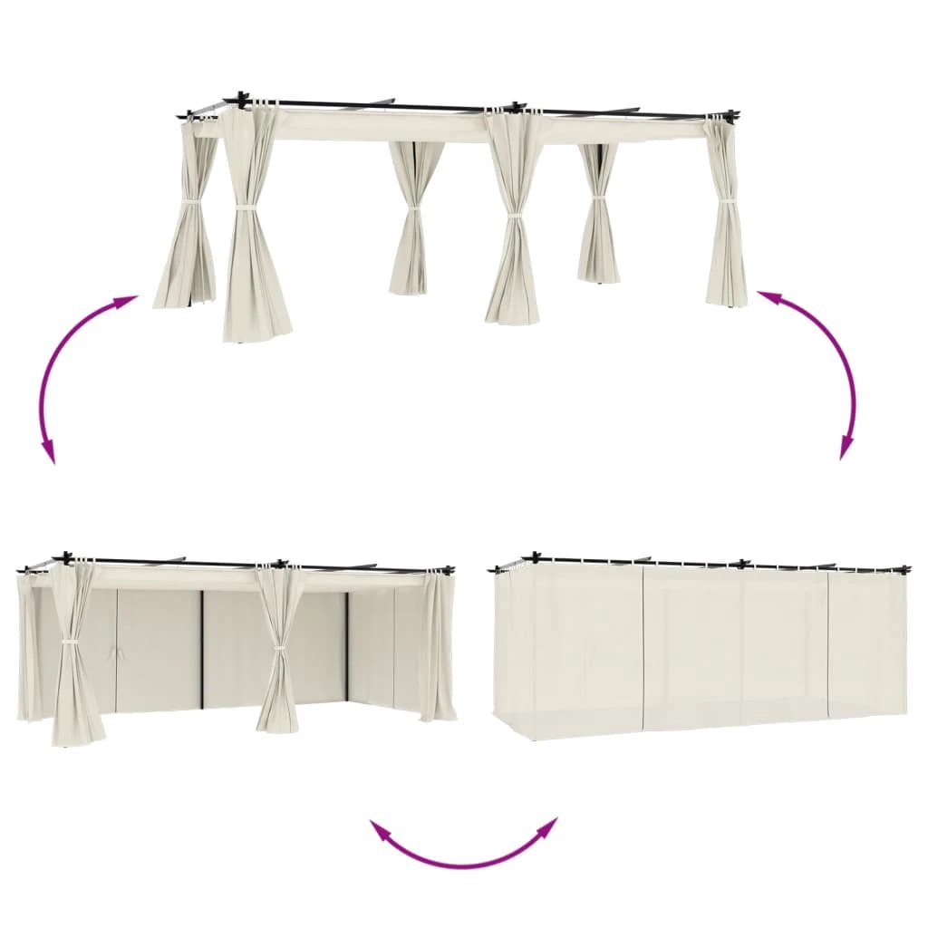 vidaXL Gazebo with Curtains Cream 3x3 m Steel by vidaXL