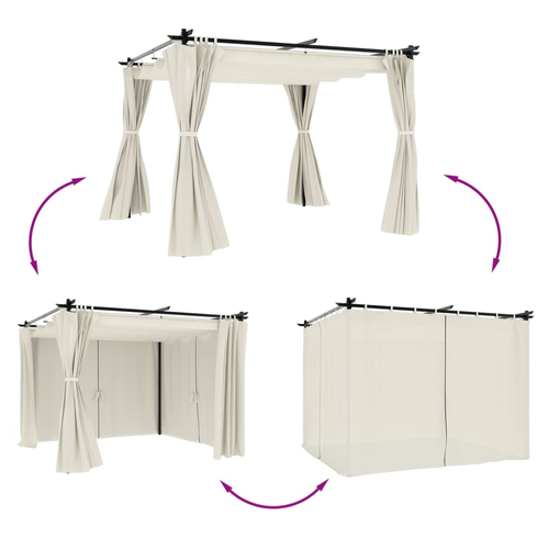 vidaXL Gazebo with Curtains Cream 3x3 m Steel by vidaXL