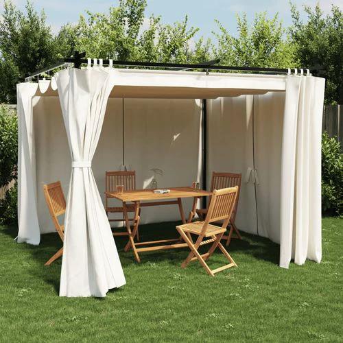 vidaXL Gazebo with Curtains Cream 3x3 m Steel by vidaXL