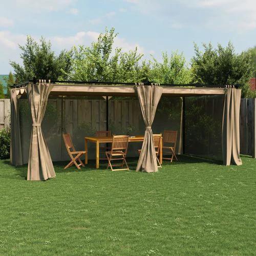 vidaXL Gazebo with Curtains Cream 3x3 m Steel by vidaXL