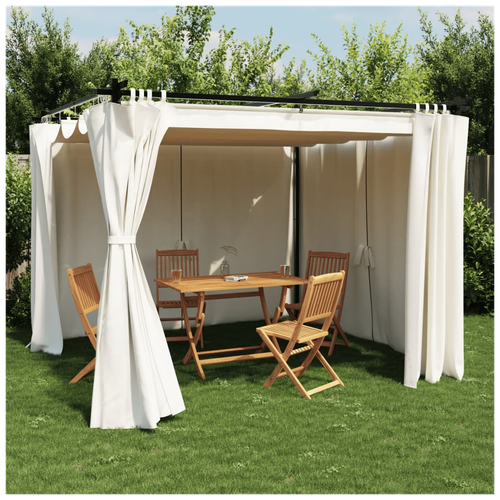 vidaXL Gazebo with Curtains Cream 3x3 m Steel by vidaXL