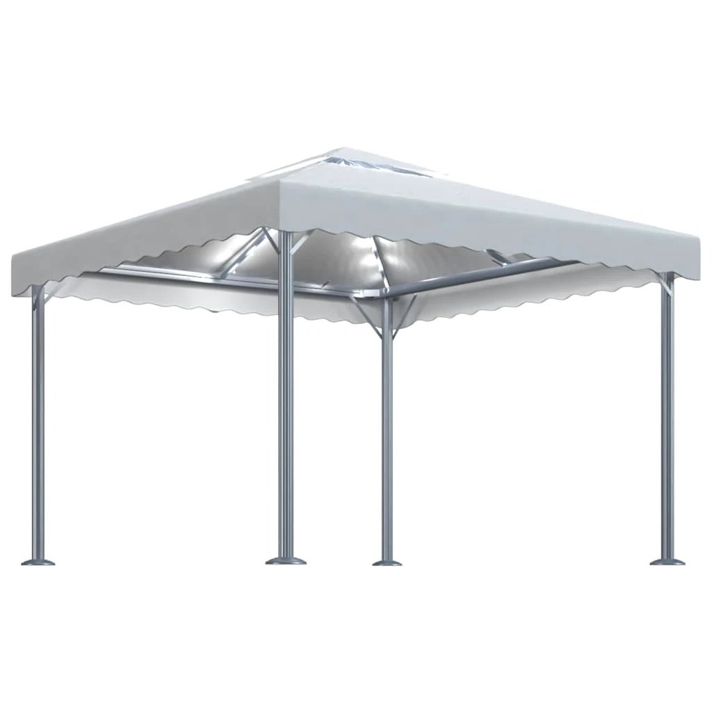 vidaXL Gazebo with LED String Lights 300x300 cm Cream Aluminium by vidaXL