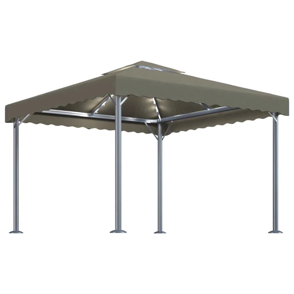 vidaXL Gazebo with LED String Lights 300x300 cm Cream Aluminium by vidaXL