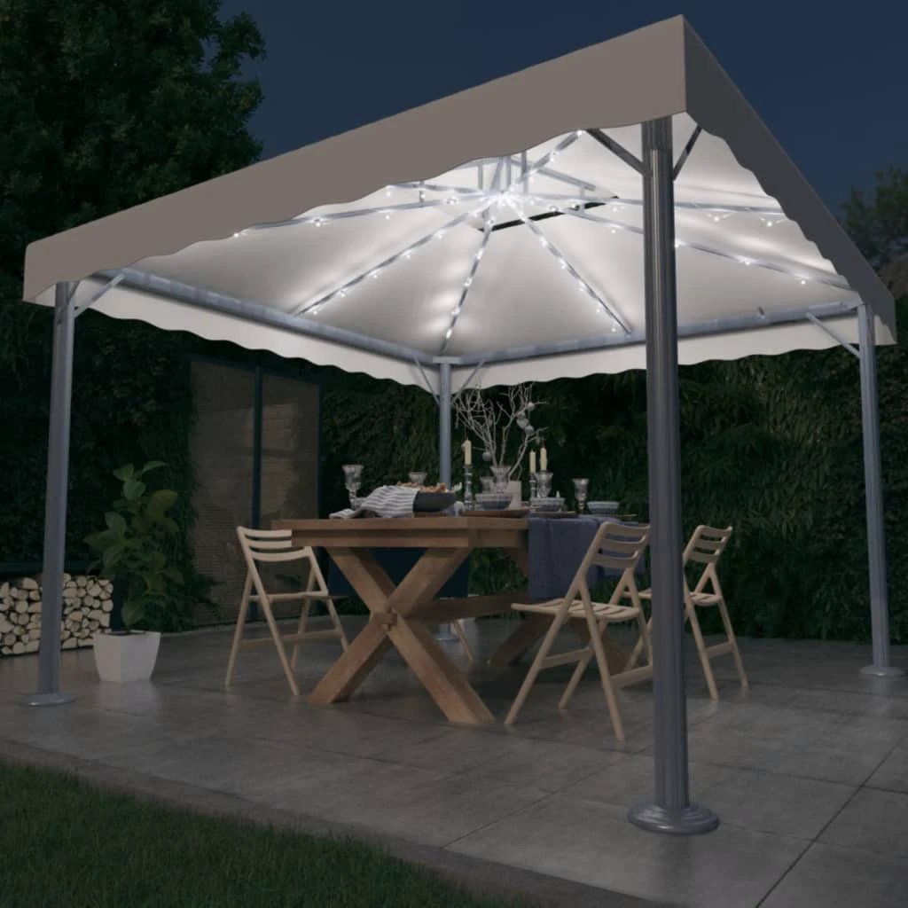 vidaXL Gazebo with LED String Lights 300x300 cm Cream Aluminium by vidaXL