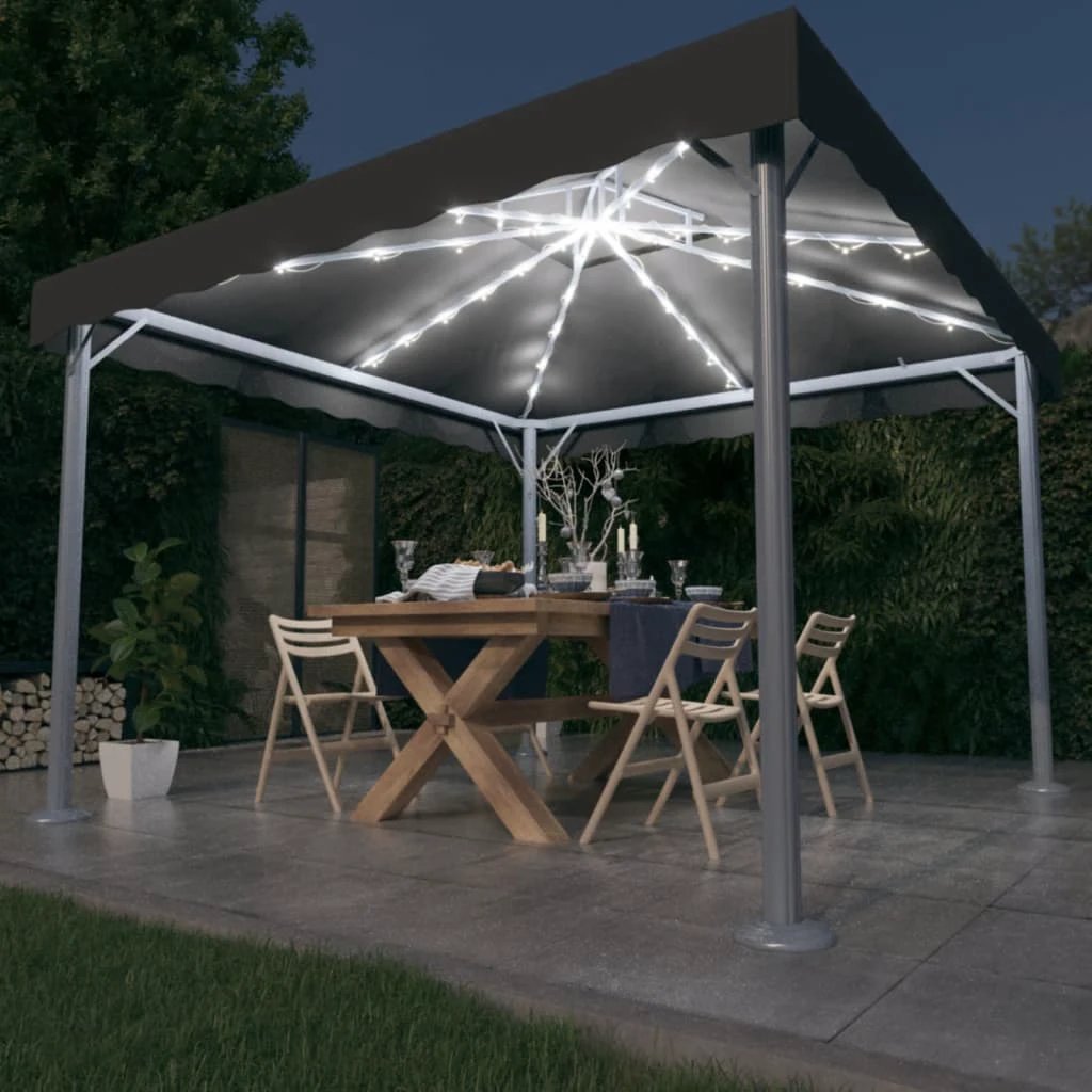 vidaXL Gazebo with LED String Lights 300x300 cm Cream Aluminium by vidaXL