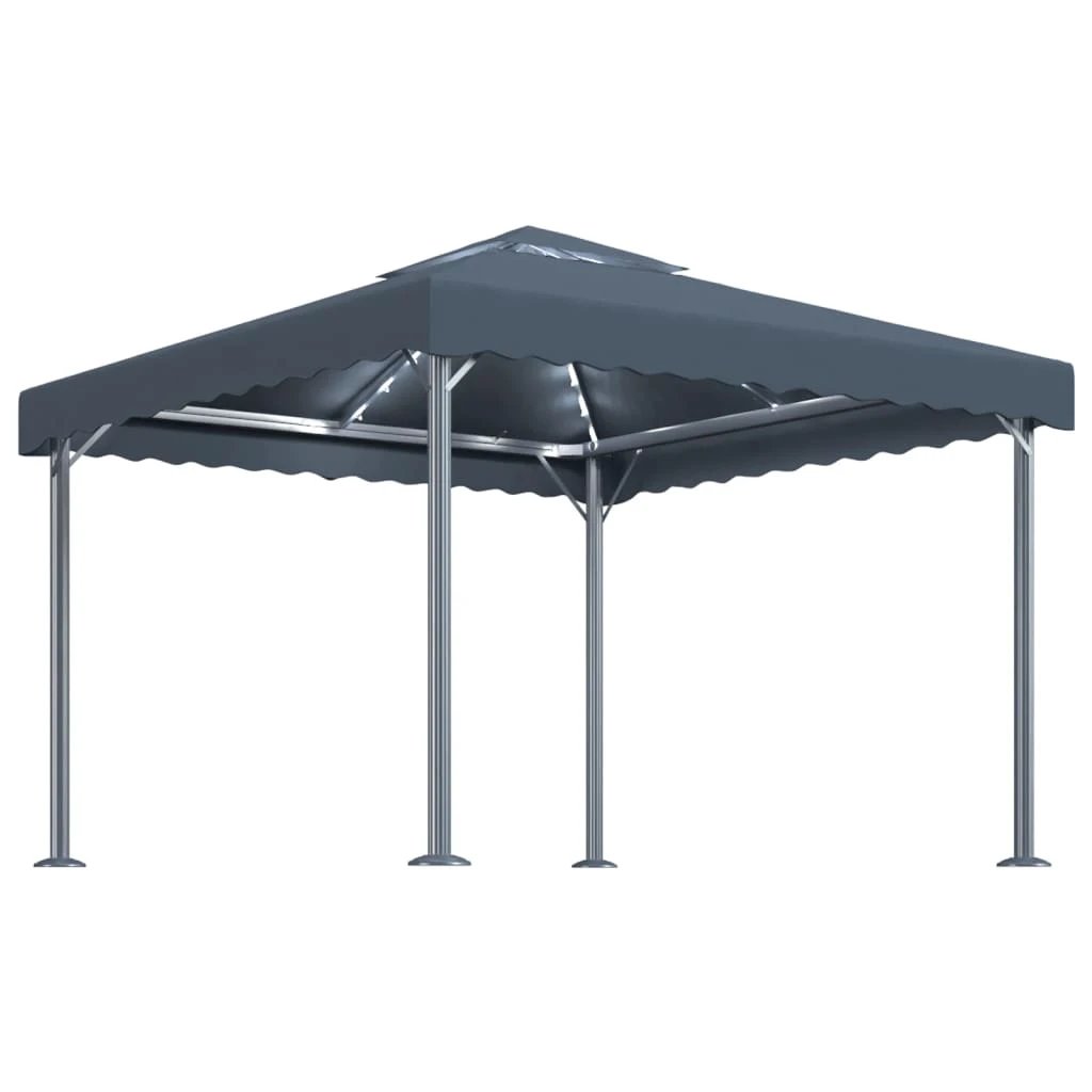 vidaXL Gazebo with LED String Lights 300x300 cm Cream Aluminium by vidaXL