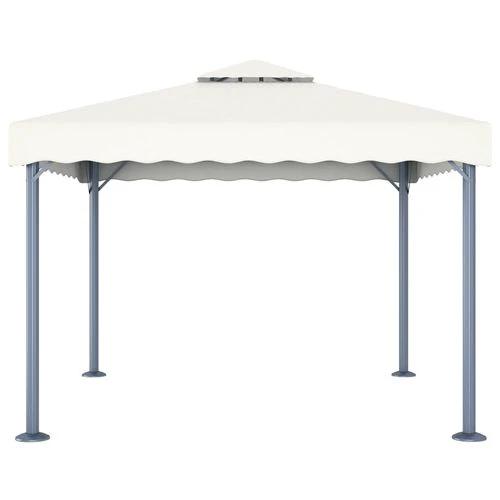 vidaXL Gazebo with LED String Lights 300x300 cm Cream Aluminium - Gazebos