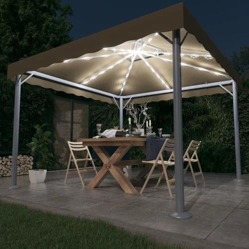 vidaXL Gazebo with LED String Lights 300x300 cm Cream Aluminium by vidaXL