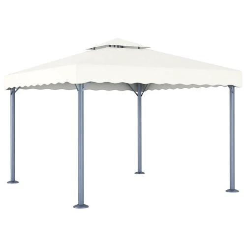 vidaXL Gazebo with LED String Lights 300x300 cm Cream Aluminium - Gazebos