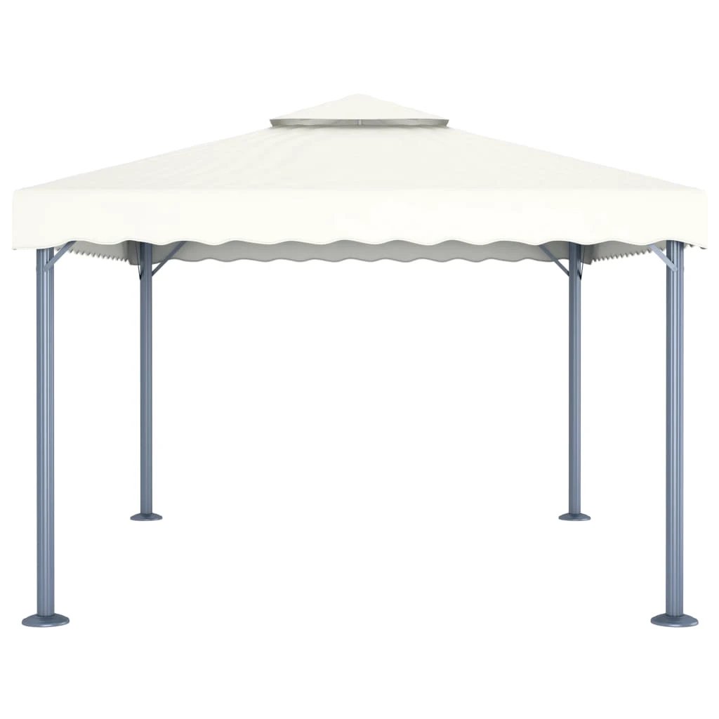 vidaXL vidaXL Gazebo with LED String Lights 400x300 cm Cream Aluminium - Gazebos