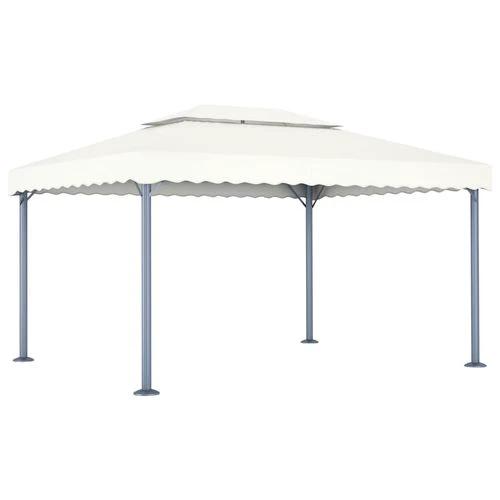 vidaXL Gazebo with LED String Lights 400x300 cm Cream Aluminium by vidaXL