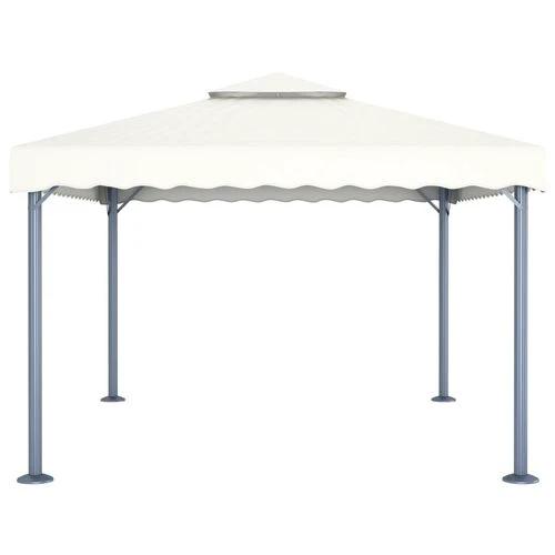 vidaXL vidaXL Gazebo with LED String Lights 400x300 cm Cream Aluminium - Gazebos