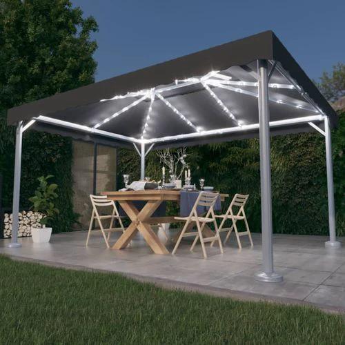 vidaXL vidaXL Gazebo with LED String Lights 400x300 cm Cream Aluminium - Gazebos