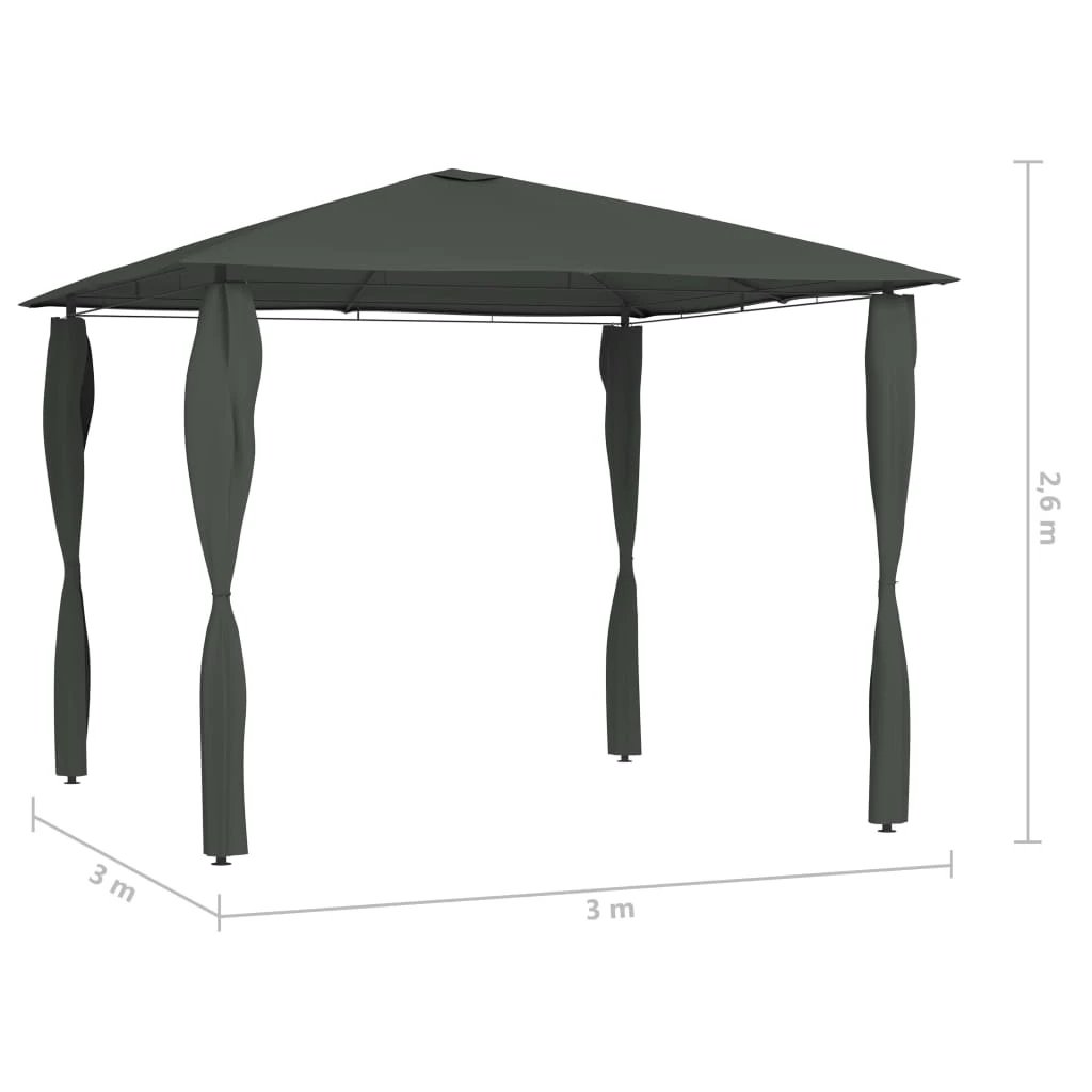 vidaXL Gazebo 3x3x2.6 m Anthracite 160 g/m² by vidaXL