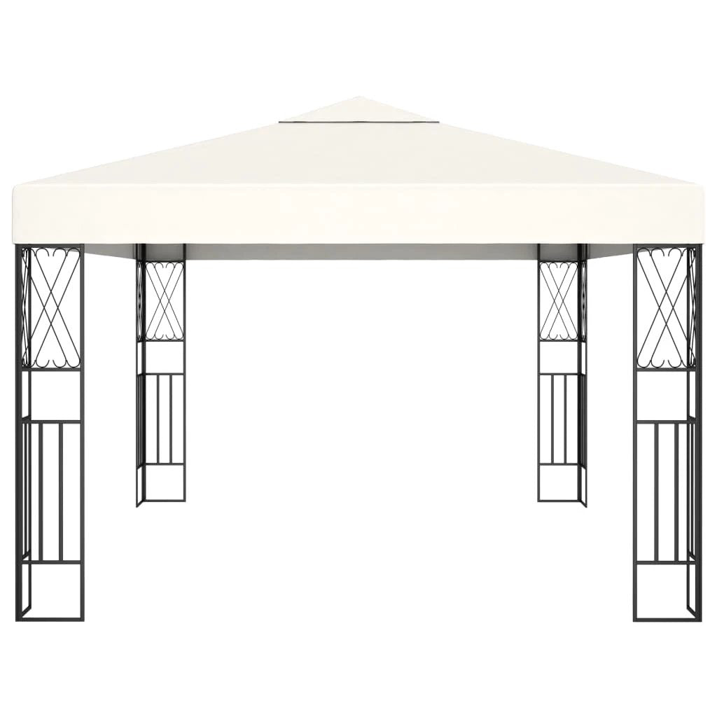 vidaXL Gazebo with LED String Lights 3x3 m Cream Fabric - Gazebos