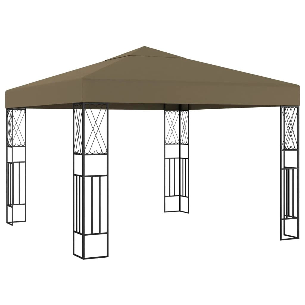 vidaXL Gazebo with LED String Lights 3x3 m Cream Fabric by vidaXL