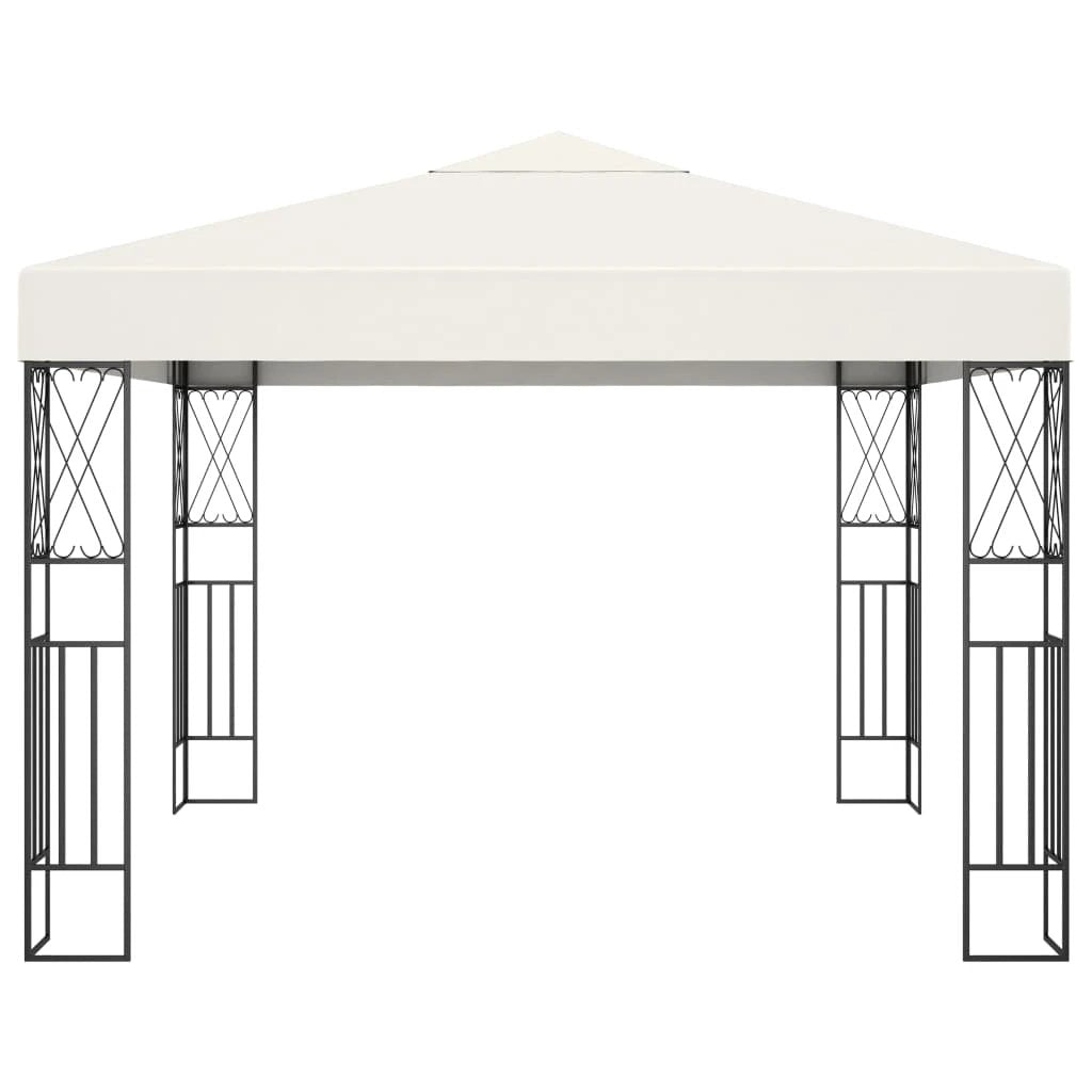 vidaXL Gazebo with LED String Lights 3x3 m Cream Fabric - Gazebos