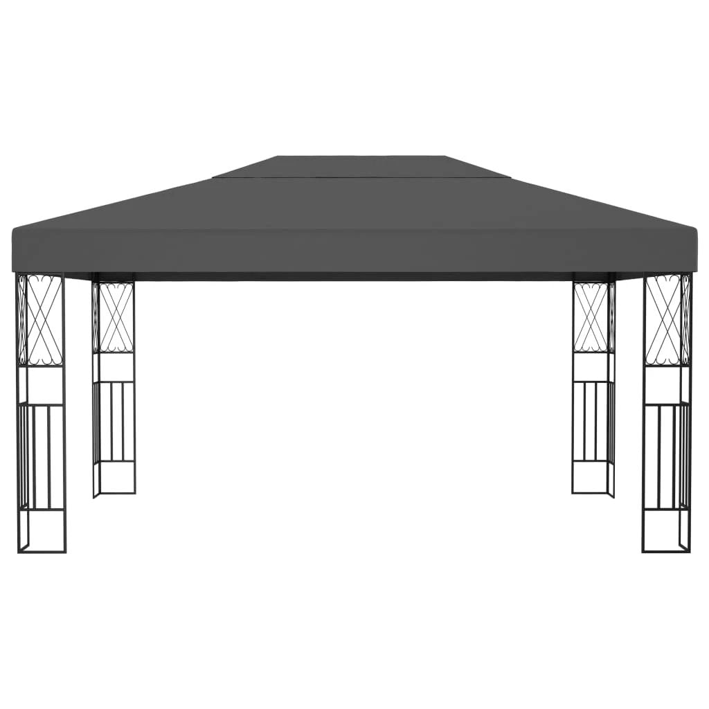 vidaXL Gazebo with LED String Lights 3x3 m Cream Fabric - Gazebos