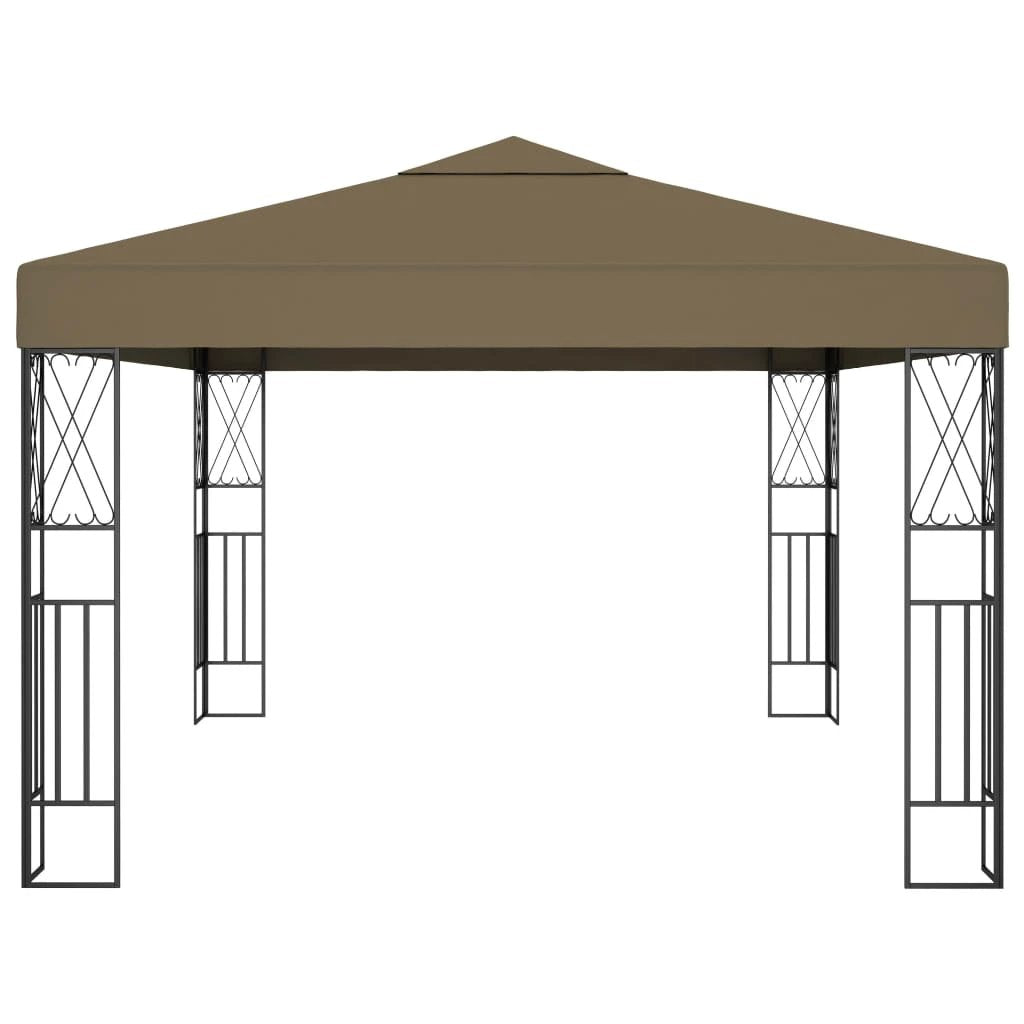 vidaXL Gazebo with LED String Lights 3x3 m Cream Fabric - Gazebos