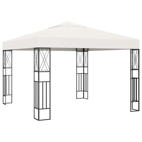 vidaXL Gazebo with LED String Lights 3x3 m Cream Fabric by vidaXL