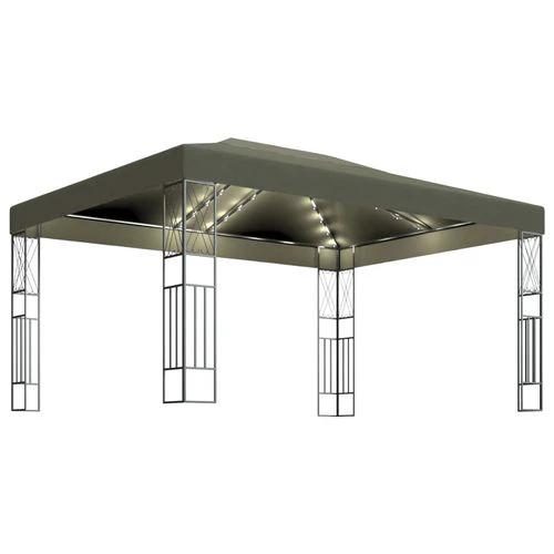 vidaXL Gazebo with LED String Lights 3x3 m Cream Fabric by vidaXL
