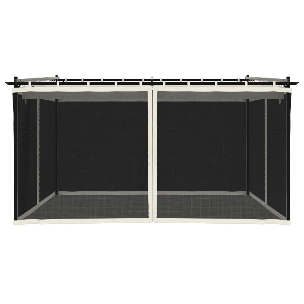 vidaXL Gazebo with Mesh Walls Cream 3x3 m Steel by vidaXL