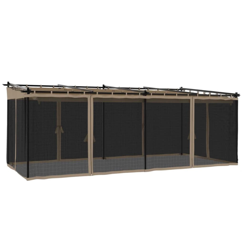 vidaXL Gazebo with Mesh Walls Cream 3x3 m Steel - Gazebos