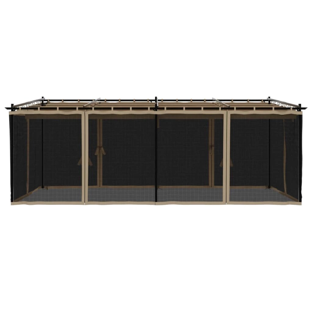 vidaXL Gazebo with Mesh Walls Cream 3x3 m Steel - Gazebos
