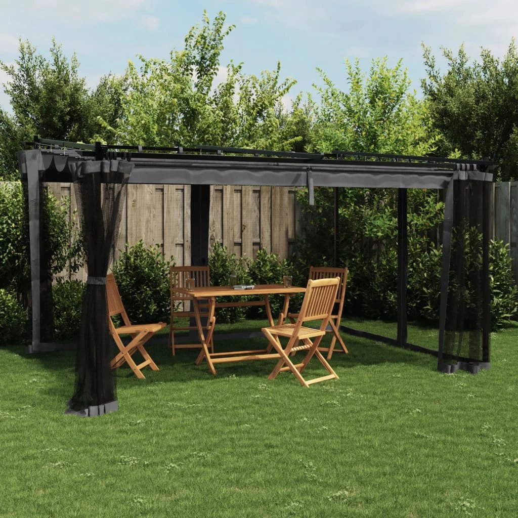 vidaXL Gazebo with Mesh Walls Cream 3x3 m Steel by vidaXL