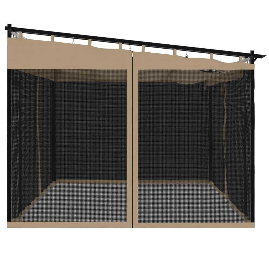 vidaXL Gazebo with Mesh Walls Cream 3x3 m Steel by vidaXL