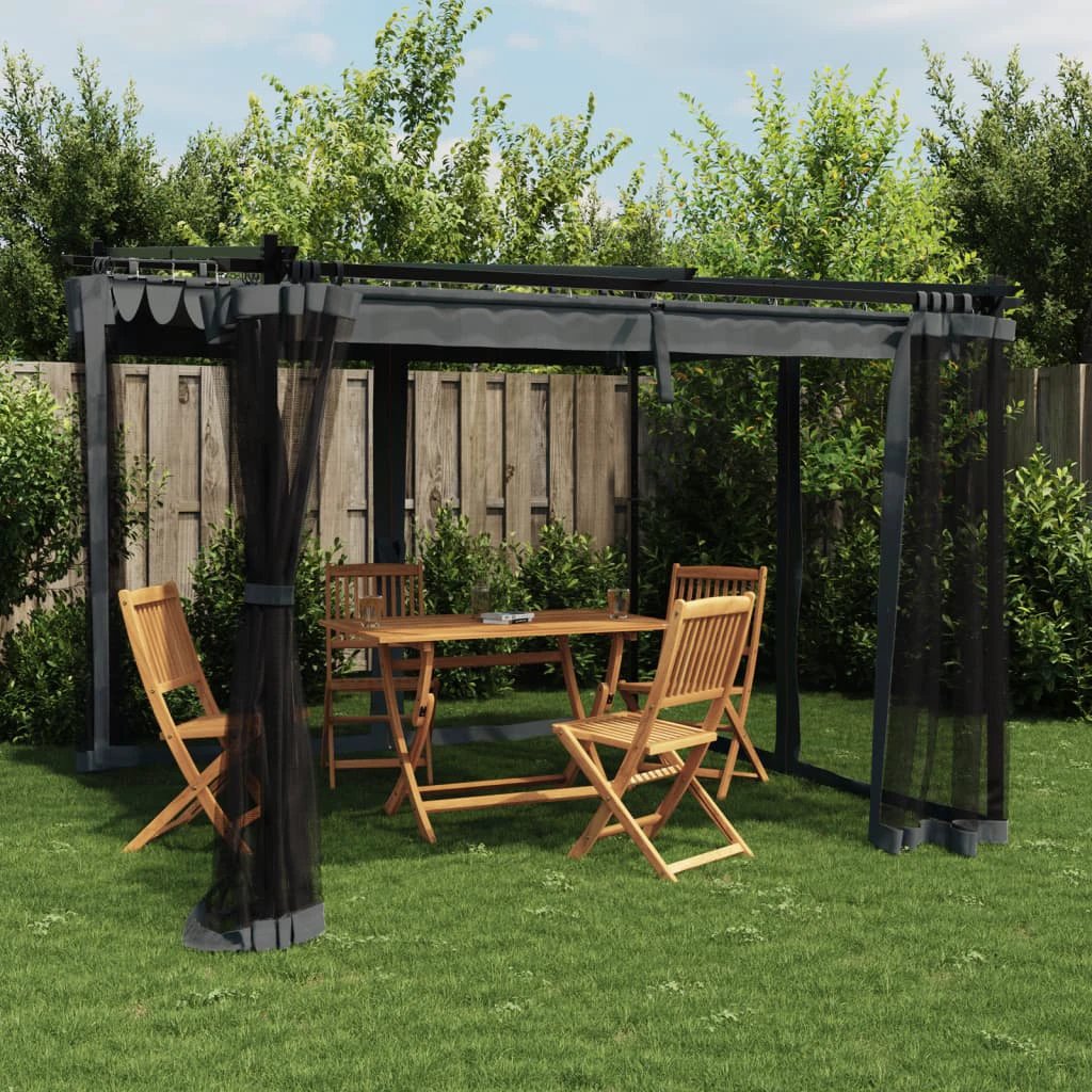 vidaXL Gazebo with Mesh Walls Cream 3x3 m Steel by vidaXL