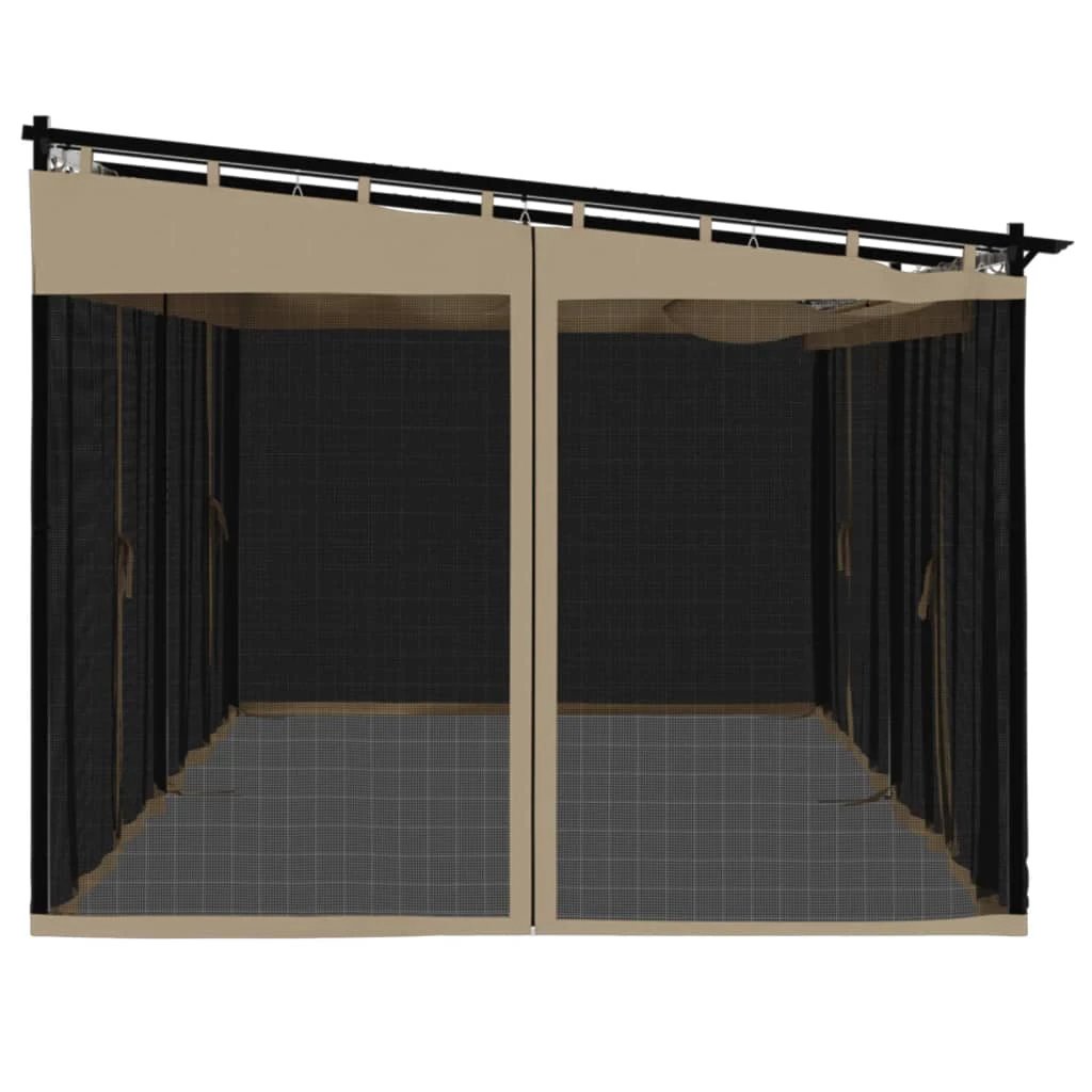 vidaXL Gazebo with Mesh Walls Cream 3x3 m Steel - Gazebos