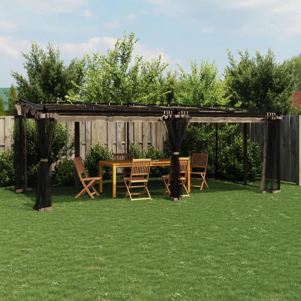 vidaXL Gazebo with Mesh Walls Cream 3x3 m Steel - Gazebos