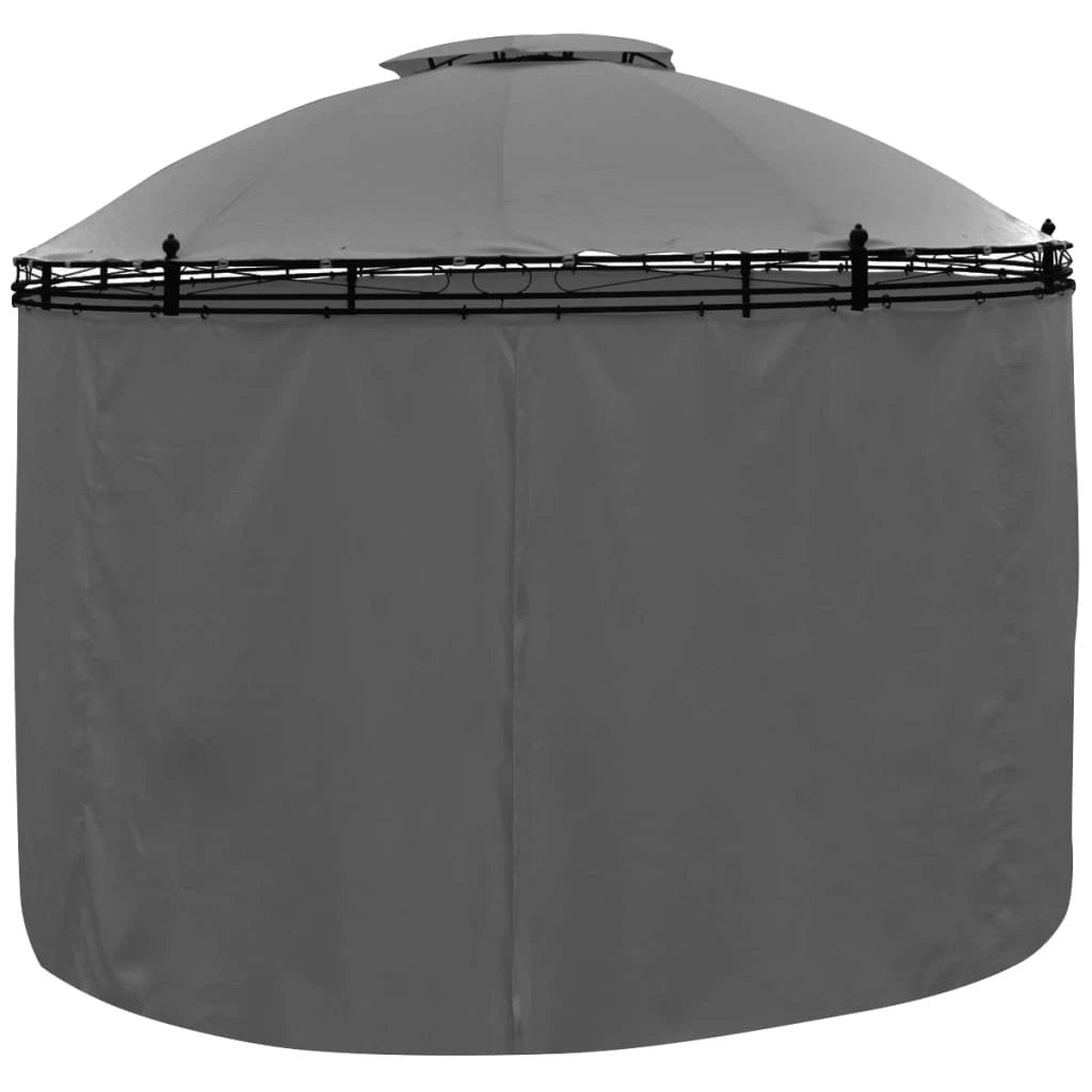 vidaXL Gazebo with Curtains Round 3.5x2.7 m Anthracite by vidaXL